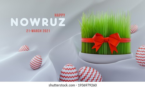 Happy Nowruz 21 march 2021 background - 3d rendering