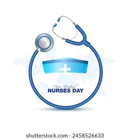 Happy Nurses Day. Medical hospital nurses Recognition greeting card with International Nurses Day and stethoscope illustration. - Powered by Shutterstock