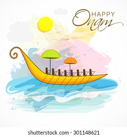 Happy Onam Background Boat Racing Stock Illustration 301148621 ...