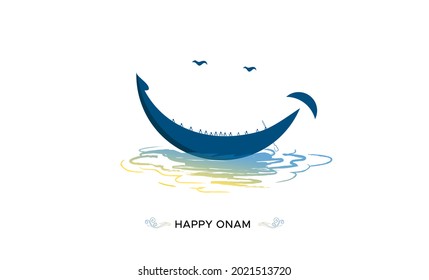 Happy Onam Festival And Boat Race Concept
