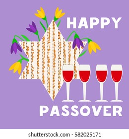 Happy Passover Poster Card Matzah Bread Stock Vector (Royalty Free ...