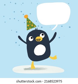 Fröhlicher Pinguin mit Gesprächsblase