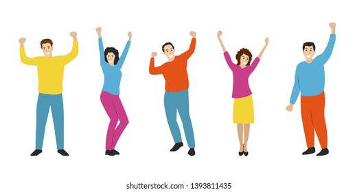 Group Young Joyful People Champion Cup Stock Vector (Royalty Free ...