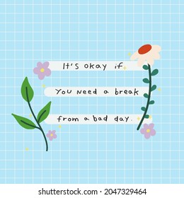 Happy positive self care quotation hand drawn illustration  calligraphy  letter design and lovely  cute  pastel elements for greeting card  banner  poster   everyday content 