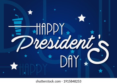 Happy President's Day 2021 Blue Background.