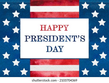 Happy President's Day. Congratulatory Inscription In The Form Of Words And Images Of The American Flag. Close Up, No People. Congratulations For Family, Loved Ones, Friends And Colleagues