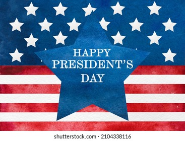 Happy President's Day. Congratulatory Inscription In The Form Of Words And Images Of The American Flag. Close Up, No People. Congratulations For Family, Loved Ones, Friends And Colleagues