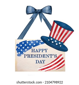 Happy President's Day. Congratulatory Inscription In The Form Of Words And Images Of The American Flag. Close Up, No People. Congratulations For Family, Loved Ones, Friends And Colleagues