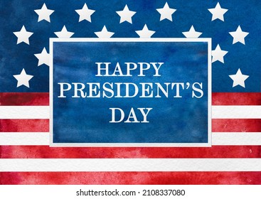 Happy President's Day. Congratulatory Inscription In The Form Of Words And Images Of The American Flag. Close Up, No People. Congratulations For Family, Loved Ones, Friends And Colleagues