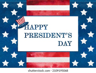 Happy President's Day. Congratulatory Inscription In The Form Of Words And Images Of The American Flag. Close Up, No People. Congratulations For Family, Loved Ones, Friends And Colleagues