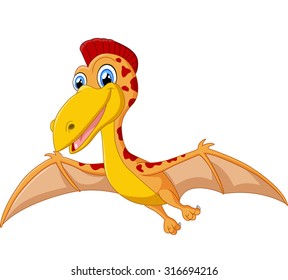 Happy Pterodactyl Cartoon Illustration Vector Stock Vector (Royalty ...