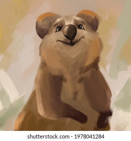 happy quokka. illustration can be used as poster or cover