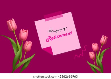 Happy Retirement Card With a Vase With Flowers on It - Powered by Shutterstock