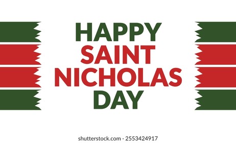 Happy Saint Nicholas Day text with side lines on a White background. Which is observed every year in December to celebrate Happy Saint Nicholas Day. - Powered by Shutterstock