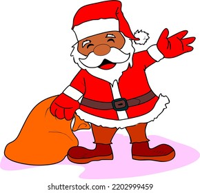 A Happy Santa Waving Hand