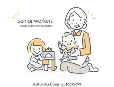 happy senior woman, working as babysitter - Powered by Shutterstock