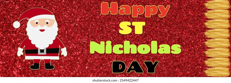 Happy ST Nicholas day Europe | card design with glitter red background - Powered by Shutterstock