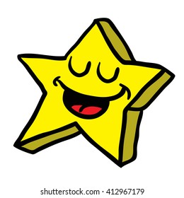 Happy Star Cartoon Illustration Isolated On Stock Illustration ...