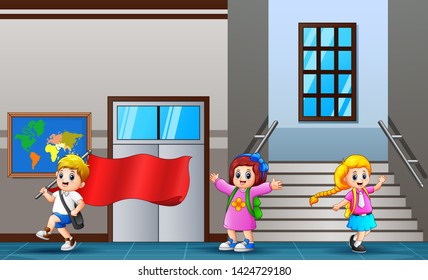 Happy student walking at school hallway - Powered by Shutterstock