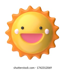 Happy Sun, Funny Cute Character. 3d Render Illustration