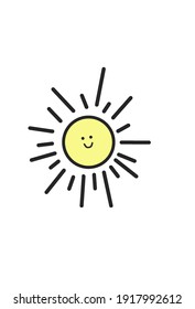 A Happy Sun Sticker On White Background