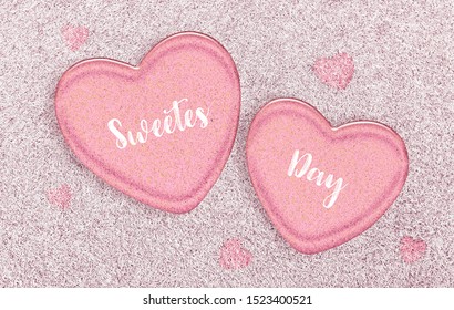 Happy Sweetest Day and Valentine's Day concept, Pink jelly hearts on a white grass background. - Powered by Shutterstock