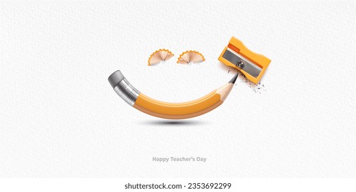 Happy teacher's day. Card, Poster, banner, template design with pencil. Educational skills and development creative concept. - Powered by Shutterstock