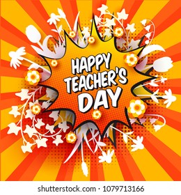 Happy Teachers Day Comic Book Style Stock Illustration 1079713166 ...