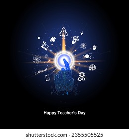 Happy Teacher's day. World Teachers day creative Concept design. Futuristic Digital Technology Education and modern teaching background. - Powered by Shutterstock