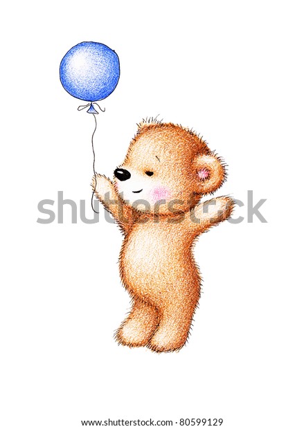 teddy bear with blue balloons