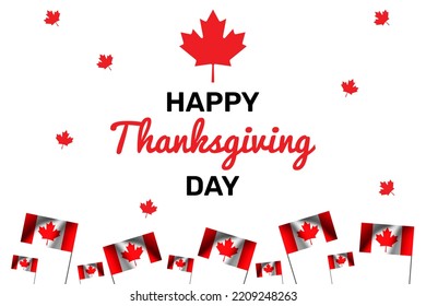 Happy Thanksgiving Day Canada With Waving Canadian Flags And Leaves. Day Of Thanksgiving Wallpaper