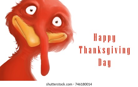 Happy Thanksgiving Day With Funny Turkey