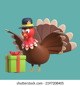 happy thanksgiving turkey receive gift box 3d icon illustration - Powered by Shutterstock