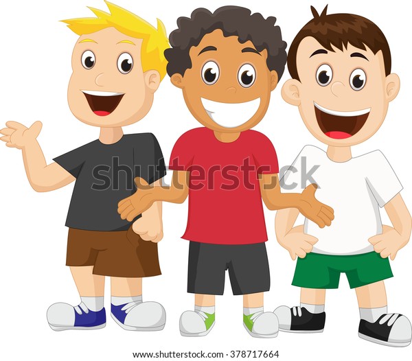 Happy Three Boys Isolated On White Stock Illustration 378717664 ...
