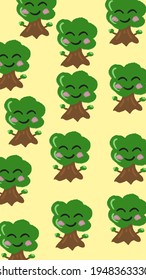happy tree wallpaper pattern yellow