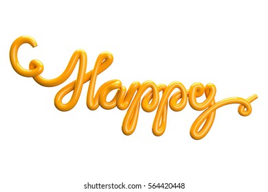 Happy Typography Script Style 3d Rendering Stock Illustration 564420448 ...