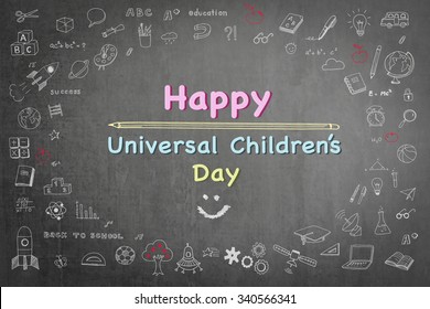 Happy universal children's day greeting on black chalkboard - Powered by Shutterstock