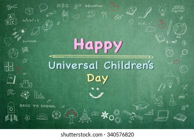 Happy universal children's day greeting on school chalkboard  - Powered by Shutterstock