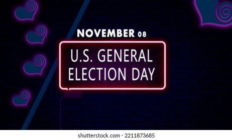 Happy U.S. General Election Day, November 08. Calendar Of November Retro Text Effect, Design