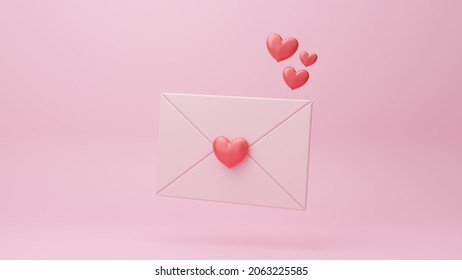 Happy Valentine's Day, Valentine's day letter with hearts flying way, red heart balloons, love Inside concept, the symbol of sharing follow love valentine, love letter minimal conceptual 3D rendering - Powered by Shutterstock