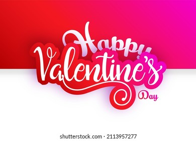 The Happy Valentine's Day outlined red text isolated on white and shiny background | jpg, png, eps, pdf, ico, svg, webp, cdr, ai
