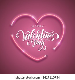 Happy Valentines Day Script Lettering Inscription Stock Vector (Royalty ...