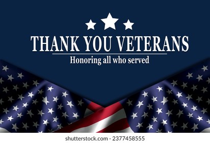 Happy Veterans Day with American flag	