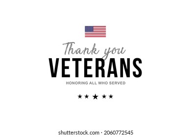 Happy Veterans day. Thank you Veterans for your service. Honoring all who served. American flag on the back. Poster, wallpaper, background - Powered by Shutterstock