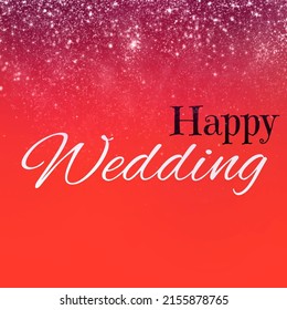 Happy Wedding Text Illustration On Red Background