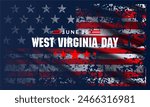 Happy West Virginia Day Text With Usa Flag Background Design