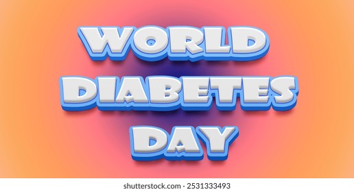 Happy World Diabetes Day Text Effect on blue background