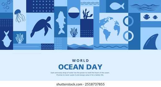 Happy World oceans day background with underwater ocean, shinny light coral, sea plants, stingray and turtle. banner, card, flyer. Creative illustration design for commercial use. - Powered by Shutterstock