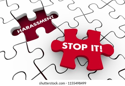 Harassment Stop It Sexual Injustice Unwanted Behavior Puzzle 3d Illustration