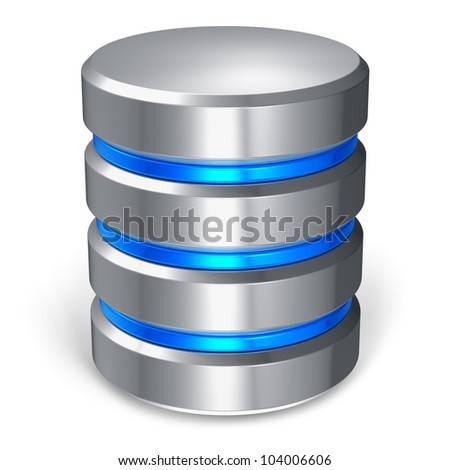 Hard disk and database icon isolated on white background